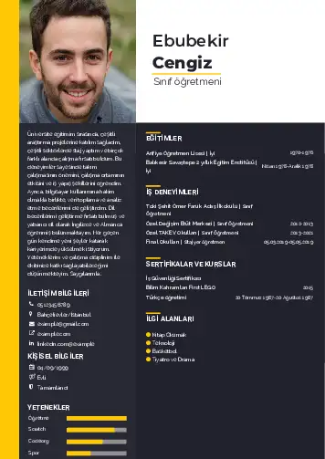 Sınıf Öğretmeni Cv Örnekleri cv indir